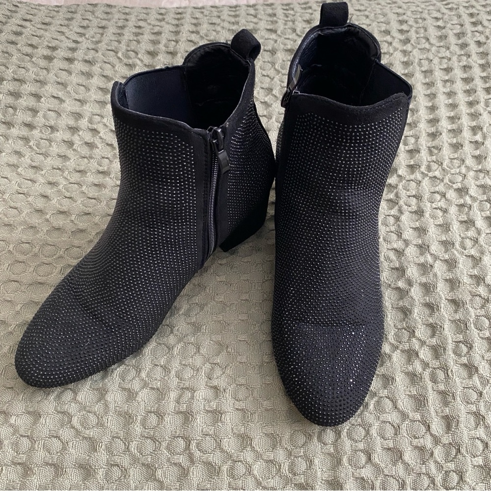 Atalina Black Rhinestone Shimmer Booties Size 8